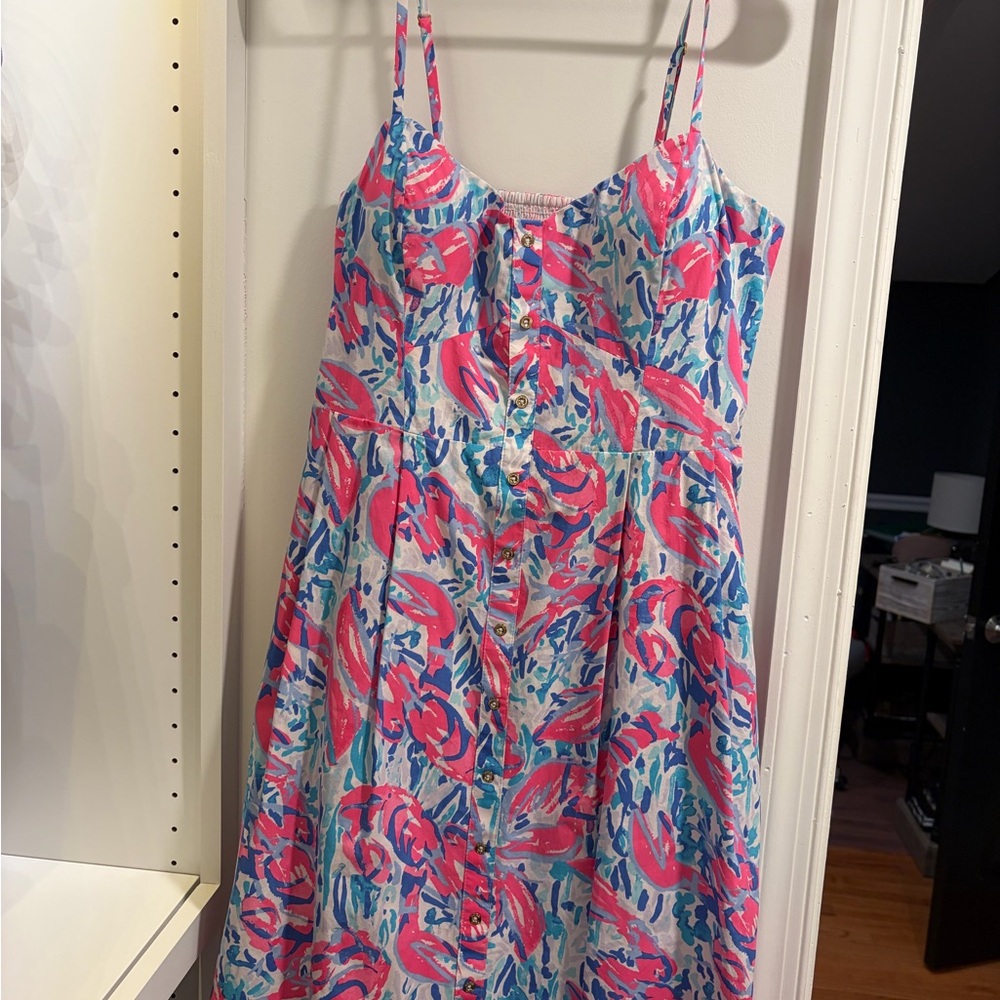 Lilly Pulitzer Pink Blue Green Floral Print Mini Dress